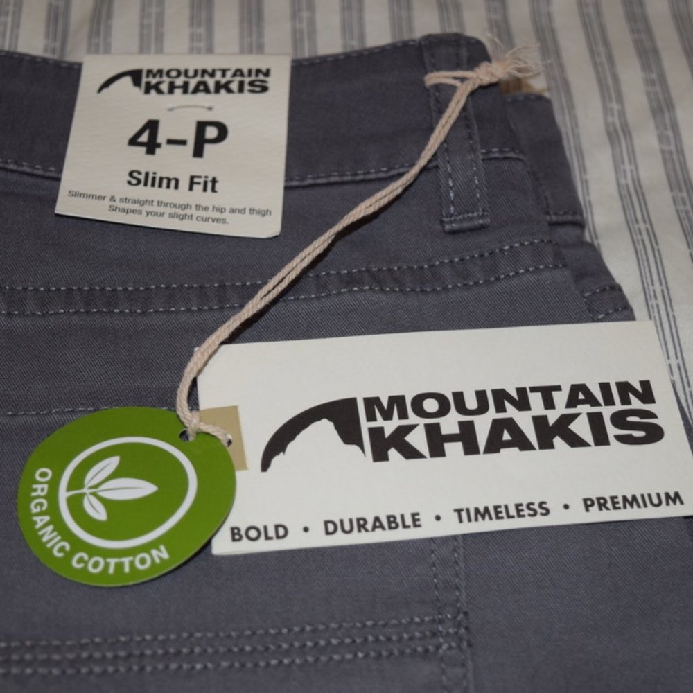 Mountain Khakis Gunmetal Charlie ORGANIC Cotton-Blend Slim Pants 4 P